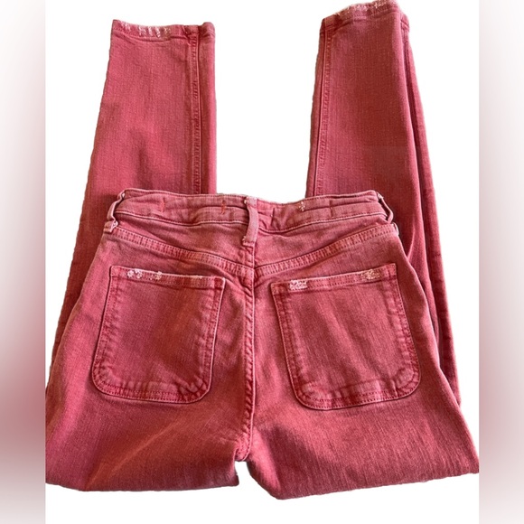 PILCRO & THE LETTERPRESS Faded Red High-Rise Slim Frayed Crop Jeans Sz 25 26x26 - Picture 5 of 8